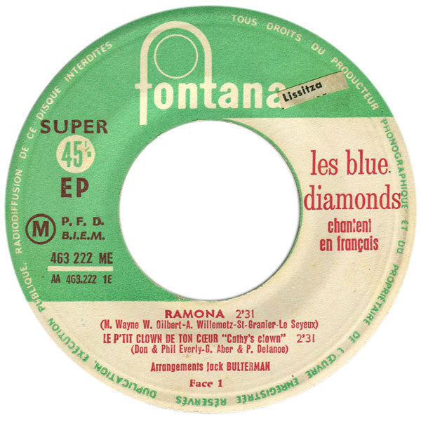 The Blue Diamonds : Chantent En Français: Ramona (7", EP)