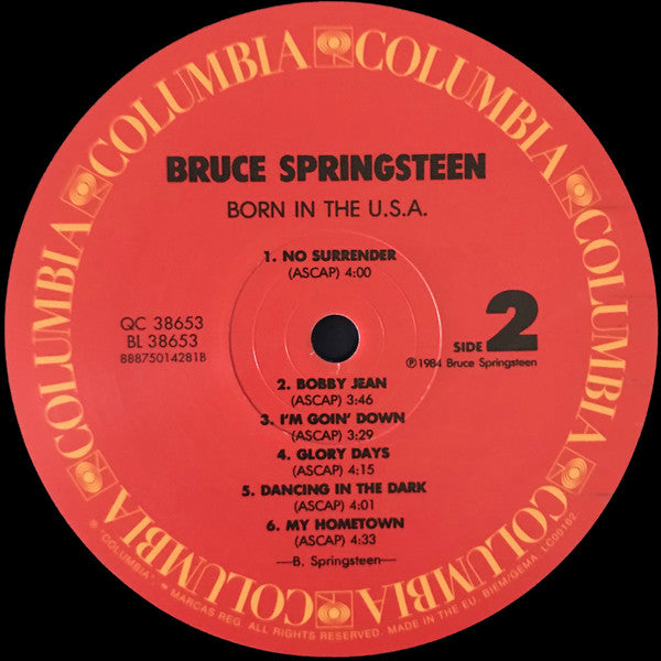 Bruce Springsteen : Born In The U.S.A. (LP, Album, RE, RM, 180)