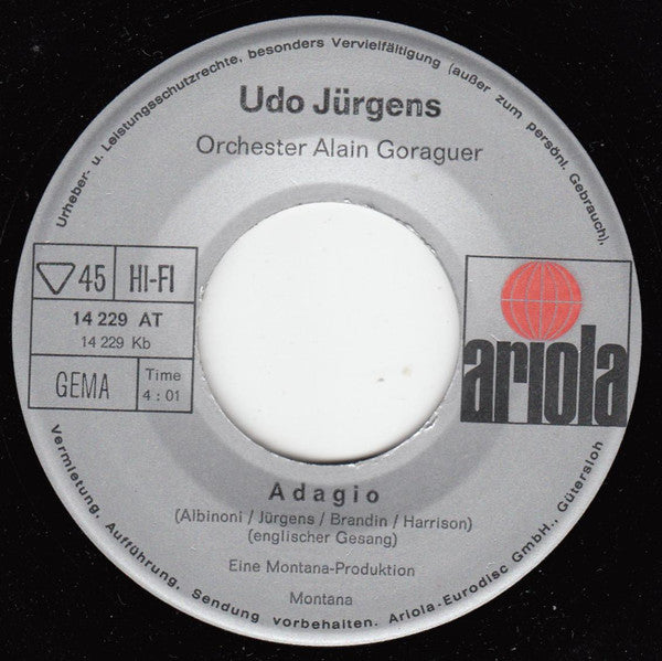 Udo Jürgens : The Music Played / Adagio (7", Single)