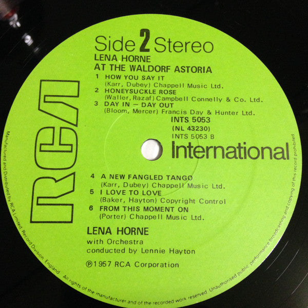 Lena Horne : Lena Horne At The Waldorf Astoria (LP, Album, RE)