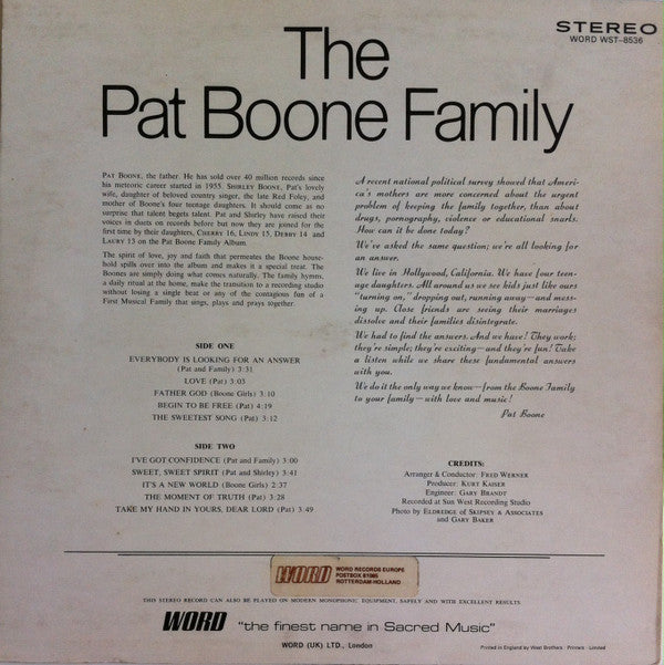 The Pat Boone Family : The Pat Boone Family (LP, Album)