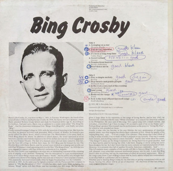 Bing Crosby : Bing Crosby (LP, Album, Comp)
