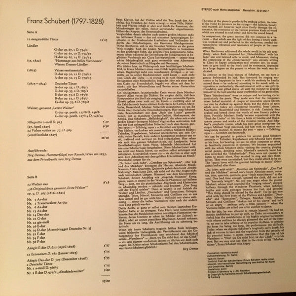 Franz Schubert, Jörg Demus : Schubert Spielt Auf - Jörg Demus Am Hammerflügel (LP)