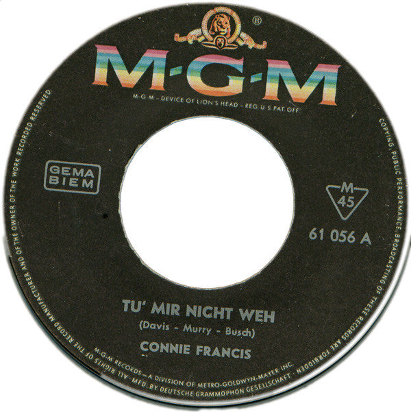 Connie Francis : Tu' Mir Nicht Weh / Paradiso (7", Single, Mono)