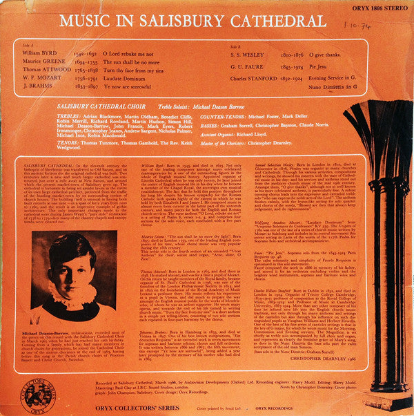 The Choir Of Salisbury Cathedral : Music In Salisbury Cathedral (LP, RE)
