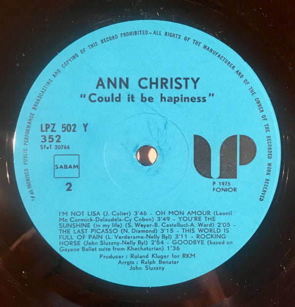 Ann Christy : Could It Be Happiness (LP, Album)