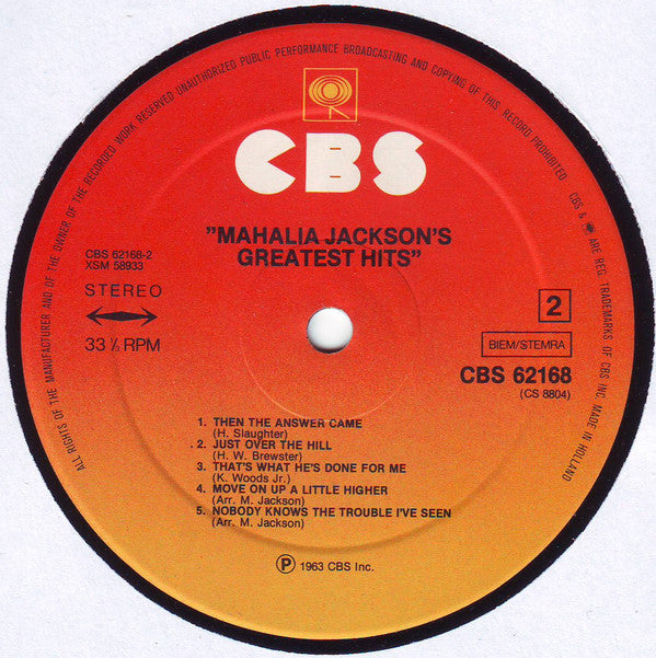 Mahalia Jackson : Mahalia Jackson's Greatest Hits (LP, Comp, RE, Sun)