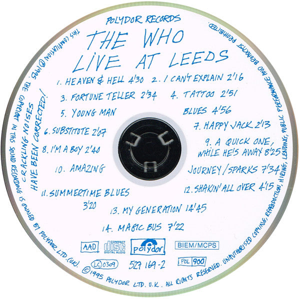 The Who : Live At Leeds (CD, Album, RE, RM, 25t)