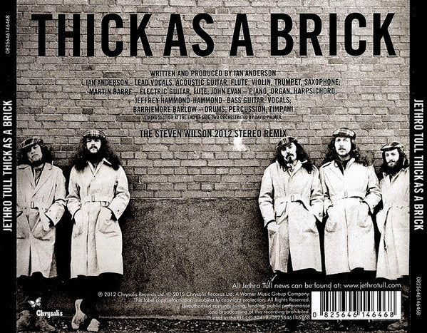 Jethro Tull : Thick As A Brick (The 2012 Steven Wilson Stereo Remix) (CD, Album, RE, RM, Rem)