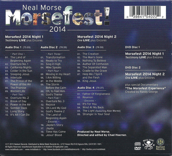 Neal Morse Featuring Mike Portnoy : Morsefest 2014! (Testimony And One Live) (4xCD, Album + 2xDVD-V + S/Edition)