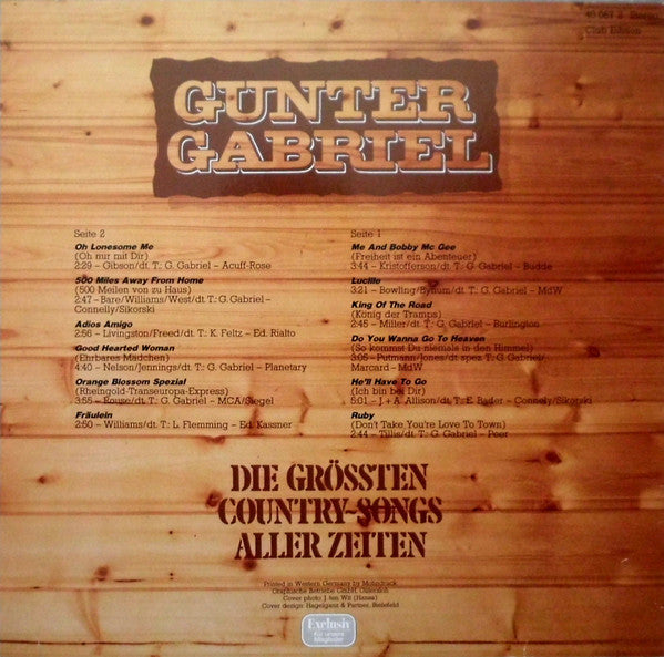 Gunter Gabriel : Die Grössten Country-Songs Aller Zeiten (LP, Comp, Club)