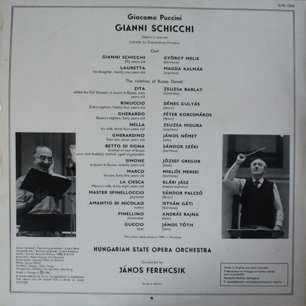 Puccini*, György Melis*, Magda Kalmár, Denes Gulyas, János Ferencsik : Gianni Schicchi (LP)