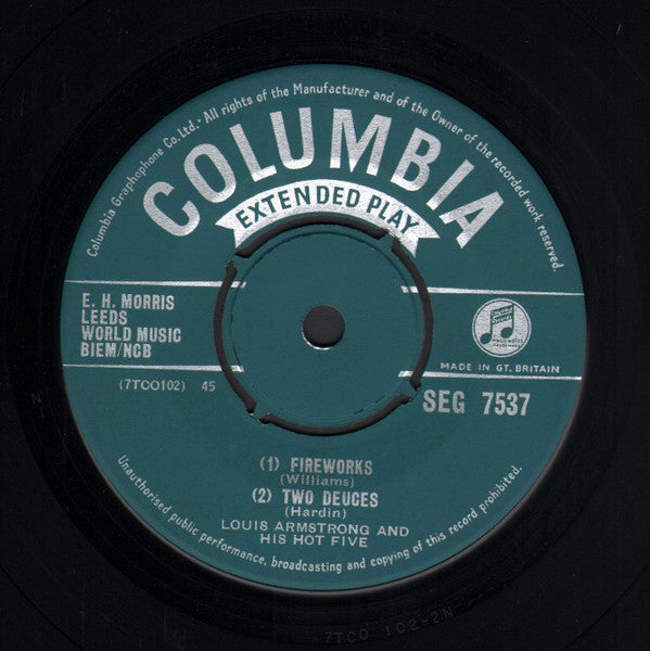Louis Armstrong & His Hot Five : Fireworks / Two Deuces / Skip The Gutter / Knee Drops (7", EP, Mono)