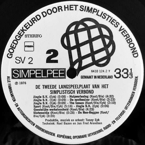 Het Simplisties Verbond : De Tweede Langspeelplaat Van Het Simplisties Verbond (LP, Album)