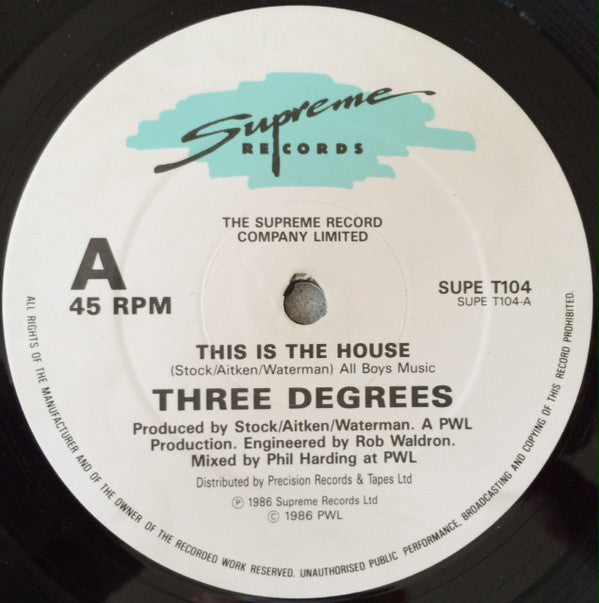 The Three Degrees : This Is The House (12", Single)