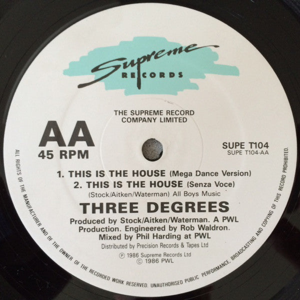 The Three Degrees : This Is The House (12", Single)