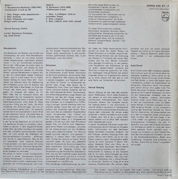 Henryk Szeryng, Mendelssohn* / Schumann* - London Symphony Orchestra*, Antal Dorati : Violinkonzerte (LP)