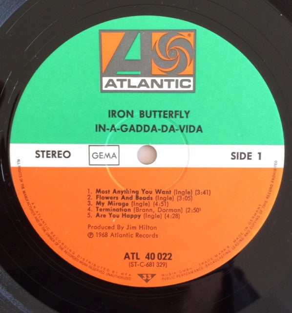 Iron Butterfly : In-A-Gadda-Da-Vida (LP, Album, RE)