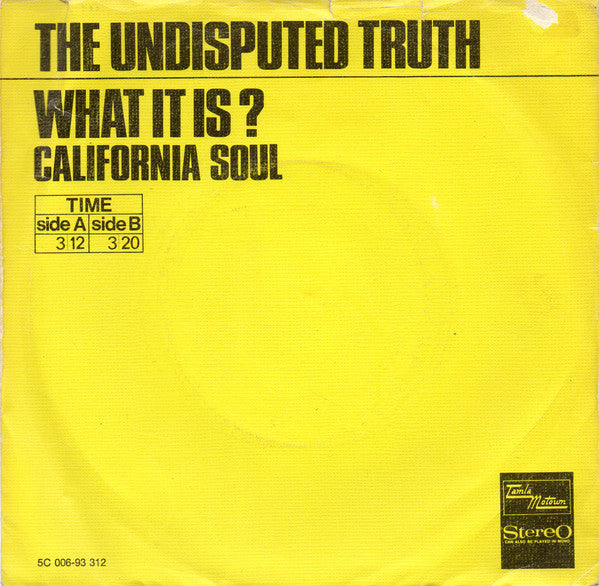 Undisputed Truth (2) : What It Is? (7", Single)