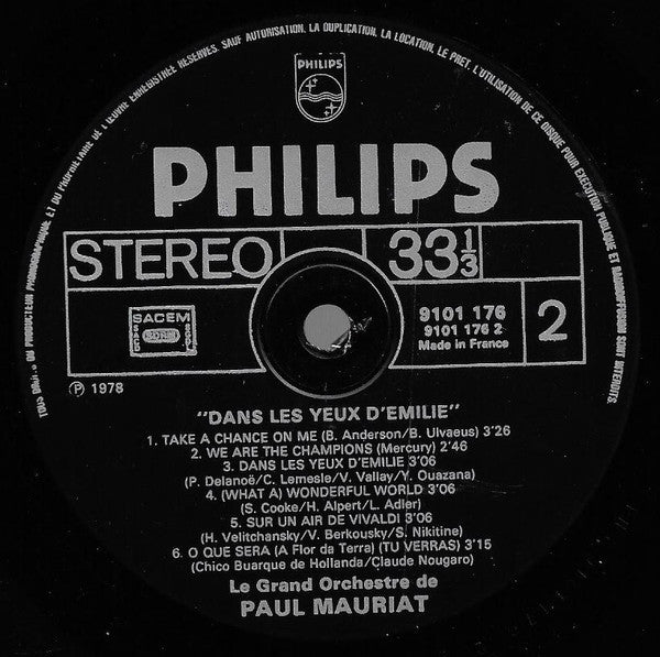 Paul Mauriat : Dans Les Yeux D'Emilie (LP, Album)