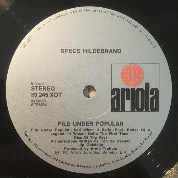 Specs Hildebrand : File Under Popular (LP, Album)