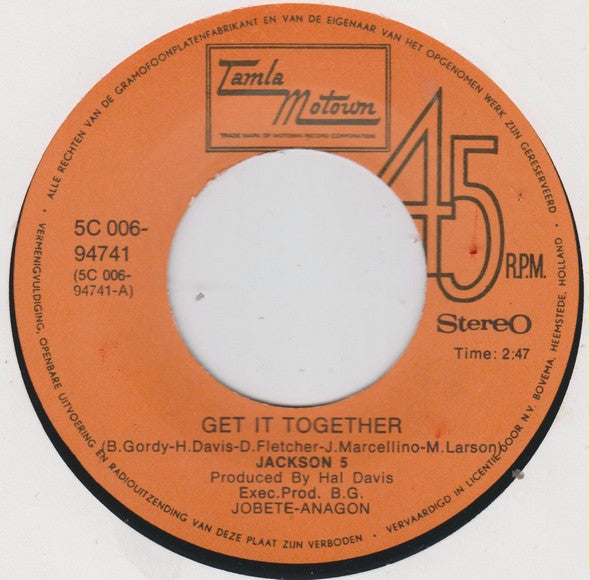 The Jackson 5 : Get It Together (7", Single)
