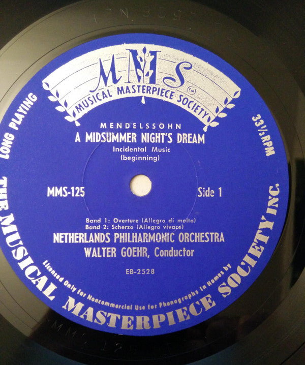 Mendelssohn* - Netherlands Philharmonic Orchestra*, Walter Goehr : A Midsummer Night's Dream (Incidental Music) (10")