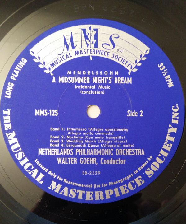 Mendelssohn* - Netherlands Philharmonic Orchestra*, Walter Goehr : A Midsummer Night's Dream (Incidental Music) (10")