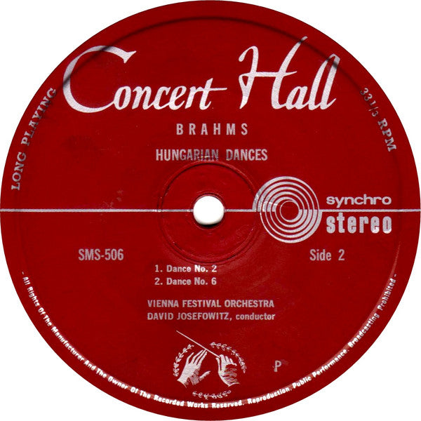 Johannes Brahms / Wiener Festspielorchester • Leitung:  David Josefowitz : Ungarische Tänze (7", EP)