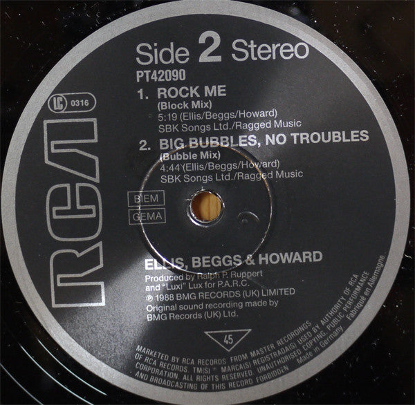 Ellis, Beggs & Howard : Big Bubbles, No Troubles (12", Maxi)