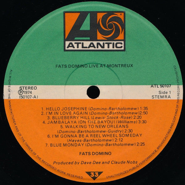 Fats Domino : Live At Montreux 'Hello Josephine' (LP, Album)