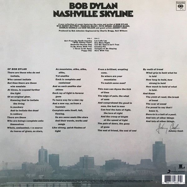 Bob Dylan : Nashville Skyline (LP, Album, RE, 180)