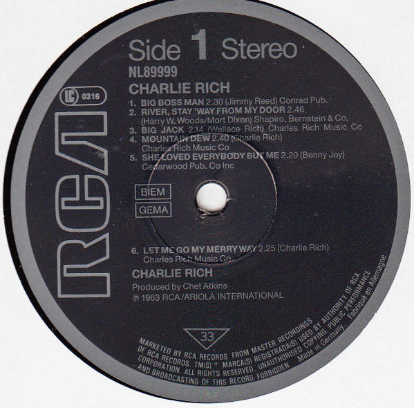 Charlie Rich : Charlie Rich (LP, Album, RE)