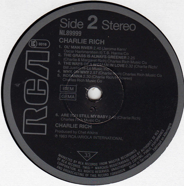 Charlie Rich : Charlie Rich (LP, Album, RE)