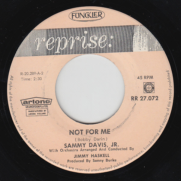 Sammy Davis Jr. : Don't Shut Me Out / Not For Me (7", Single)