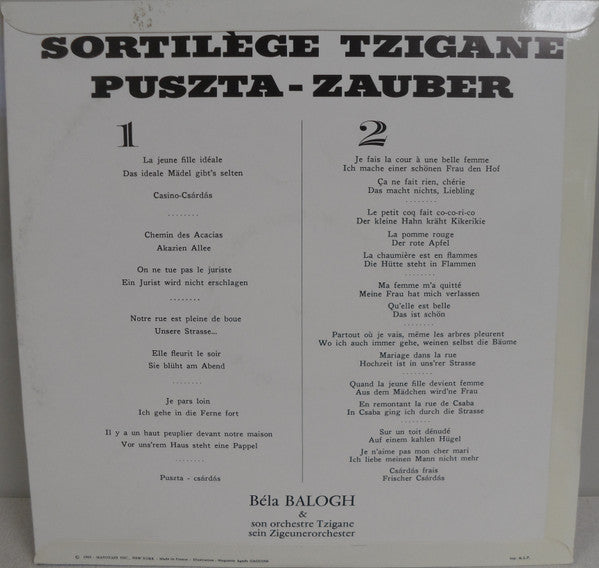 Béla Balogh & Son Orchestre Tzigane : Sortilège Tzigane (LP)