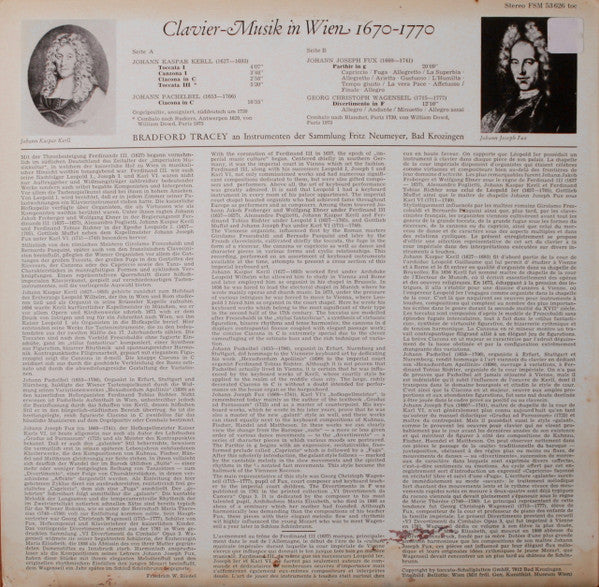 Bradford Tracey : Clavier-Musik In Wien 1670 - 1770 - Collection Fritz Neumeyer (LP)