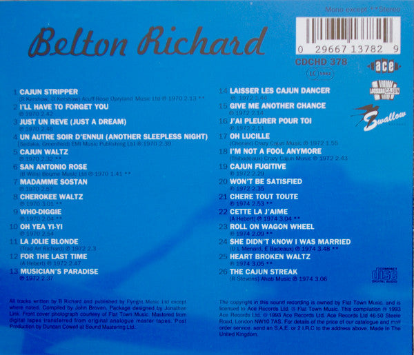 Belton Richard & The Musical Aces : Modern Sounds In Cajun Music (CD, Comp)