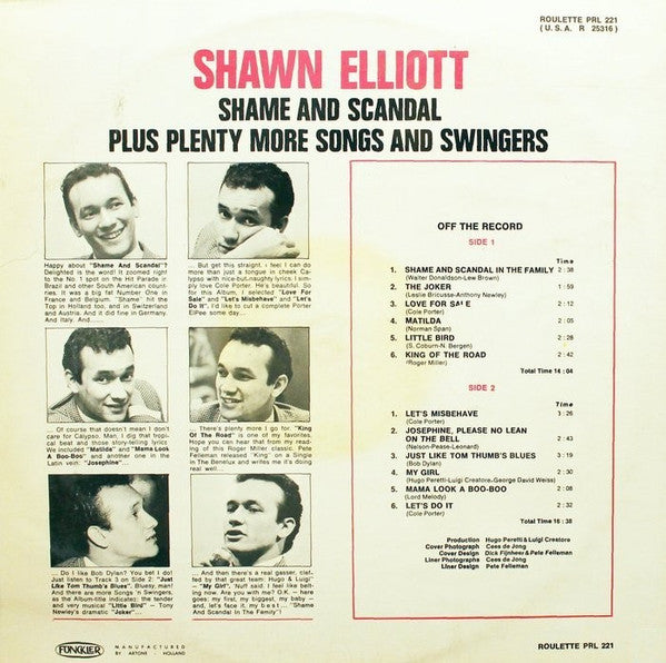 Shawn Elliott : Shame And Scandal Plus Plenty More Songs And Swingers (LP, Album, Mono)