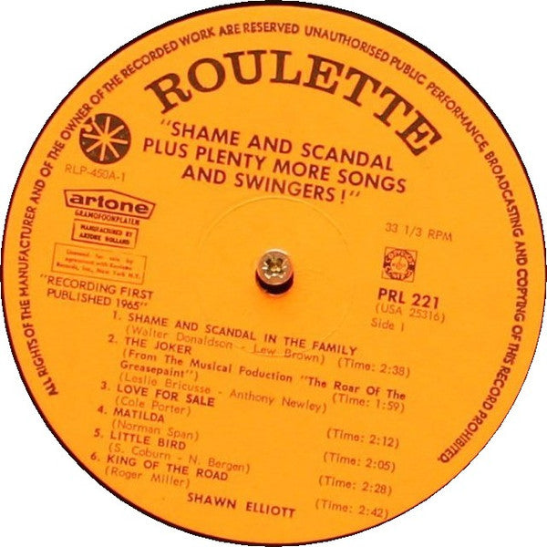 Shawn Elliott : Shame And Scandal Plus Plenty More Songs And Swingers (LP, Album, Mono)