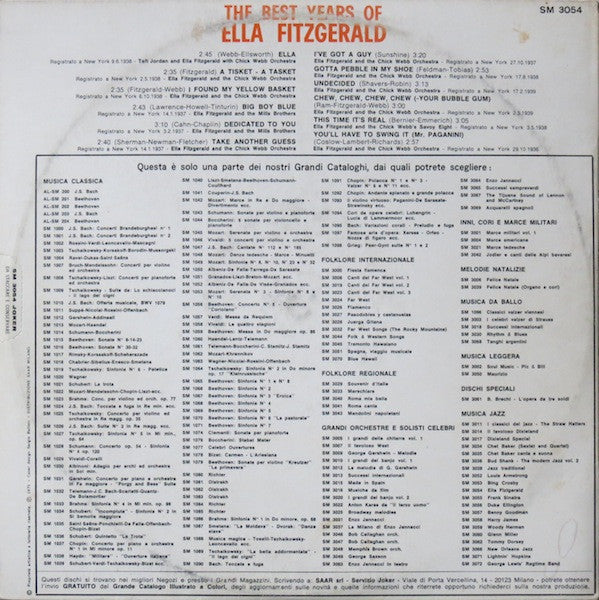 Ella Fitzgerald : The Best Years Of Ella Fitzgerald - Registrazione Originale 1936-1939  (LP, Comp)