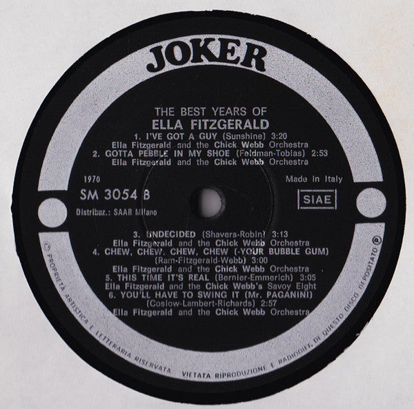 Ella Fitzgerald : The Best Years Of Ella Fitzgerald - Registrazione Originale 1936-1939  (LP, Comp)