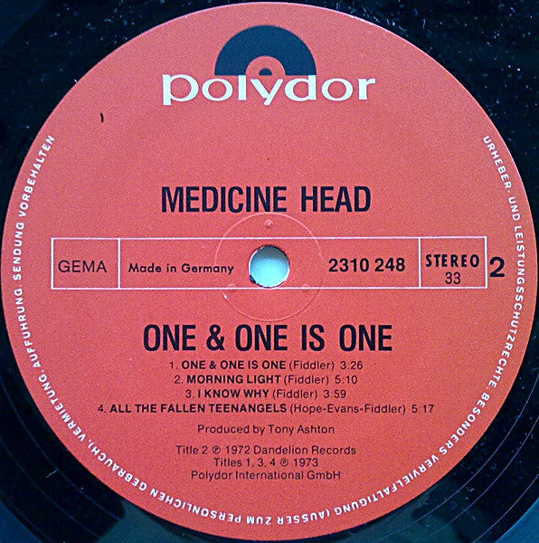 Medicine Head (2) : One & One Is One (LP, Album)