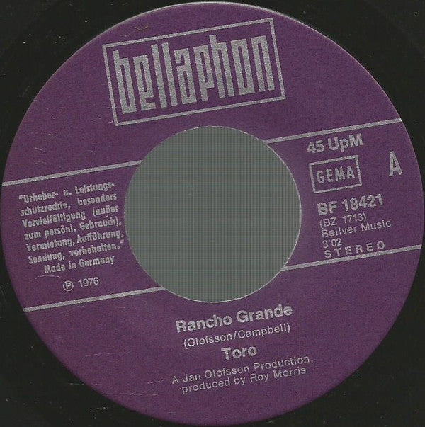 Toro (7) : Rancho Grande (7", Single)