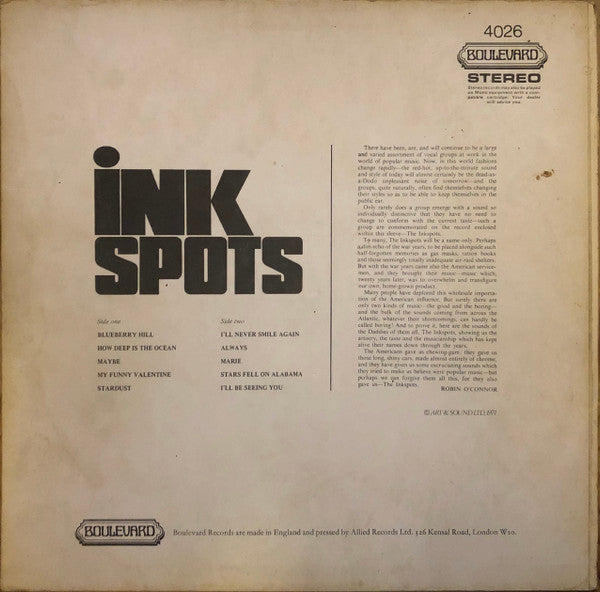 The Ink Spots : The Inkspots Sing And Play (LP, Album)
