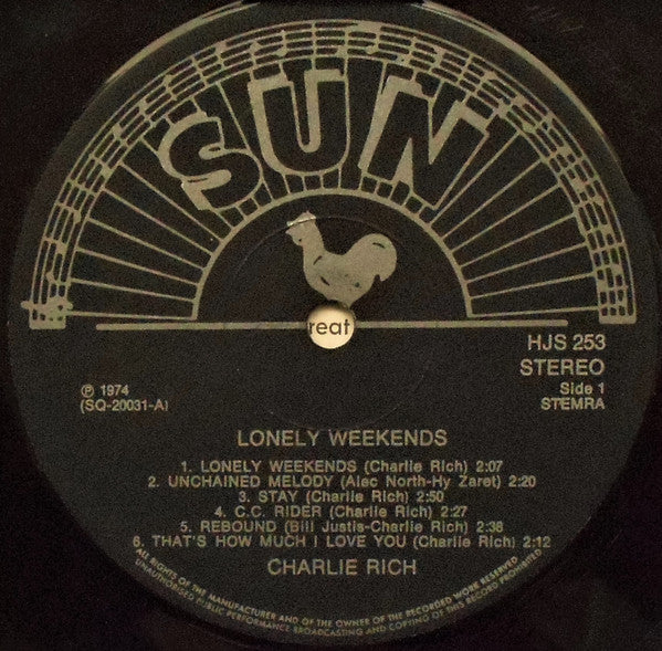 Charlie Rich : Lonely Weekends (LP, Comp, RE)