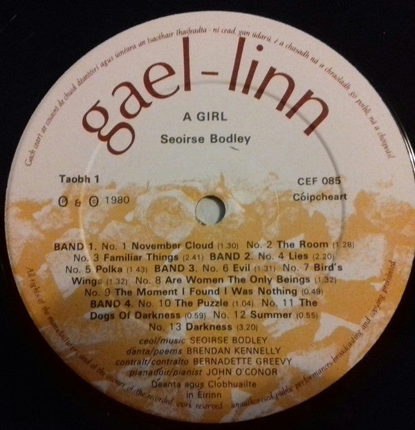 Seóirse Bodley, Brendan Kennelly, Bernadette Greevy, John O'Conor : A Girl (LP, Album)