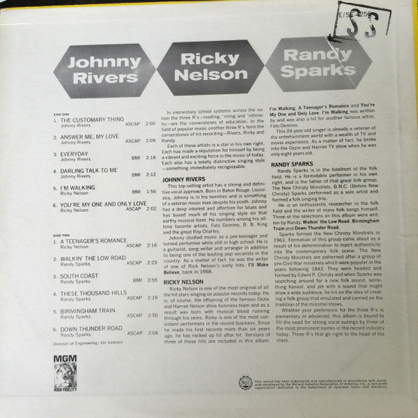 Johnny Rivers, Ricky Nelson (2), Randy Sparks : Johnny Rivers, Ricky Nelson, Randy Sparks (LP, Comp)