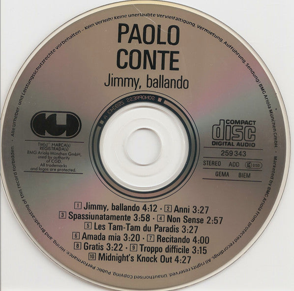 Paolo Conte - Jimmy, Ballando (CD Tweedehands) - Discords.nl