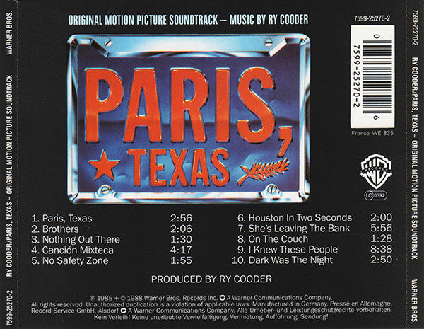 Ry Cooder - Paris, Texas - Original Motion Picture Soundtrack (CD Tweedehands) - Discords.nl